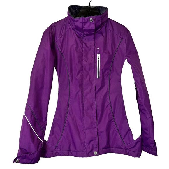 Z X ZeroXPosur Women's Purple White Double‎ Zip Snap Pockets Ski Jacket size S - Picture 1 of 16